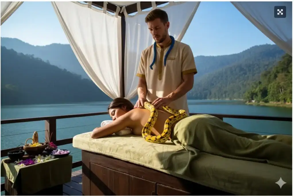 Massagens Exóticas Com Cobras