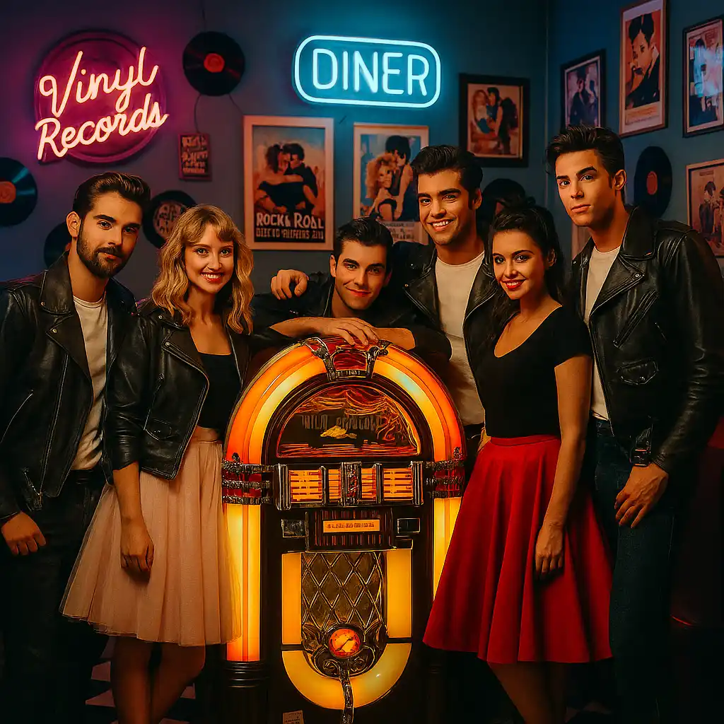Decoração Com Jukebox Vinis Luzes Neon E Pôsteres Vintage