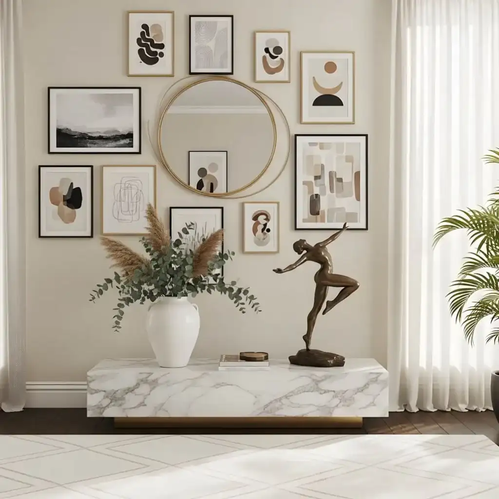 Decoração de parede com quadros e fotos