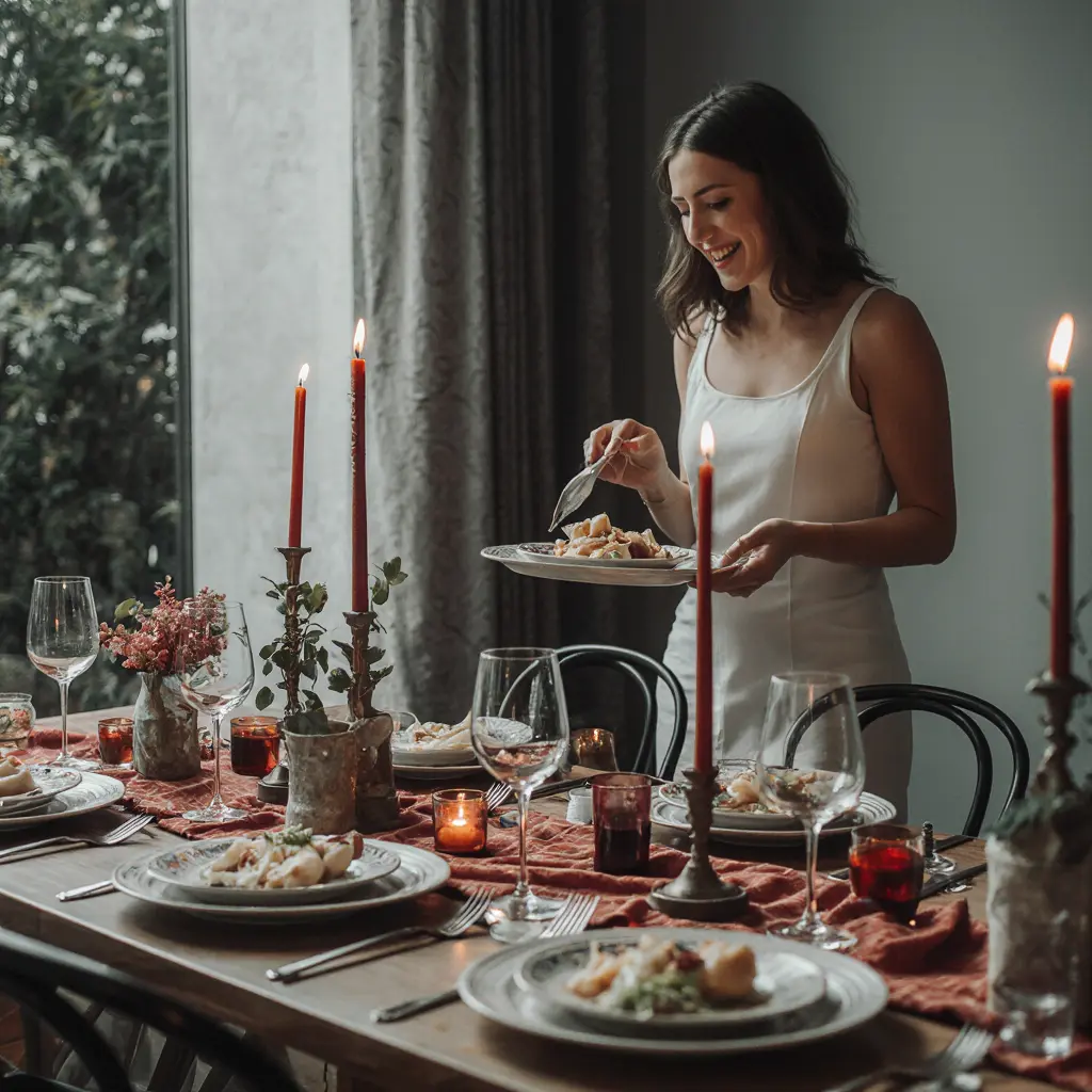 Mesa Elegante Com Flores Velas E Decoração Temática
