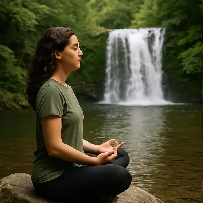 Meditacao » Ocaszen Meditação perto de uma cachoeira