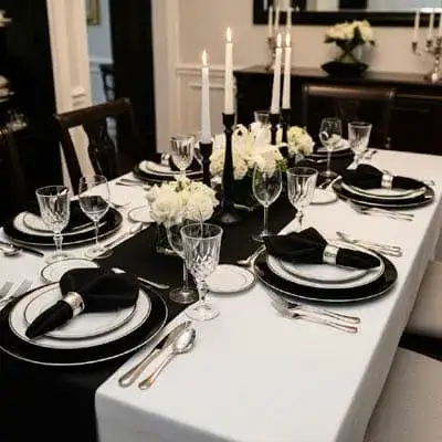 Mesa Elegante Branco E Preto