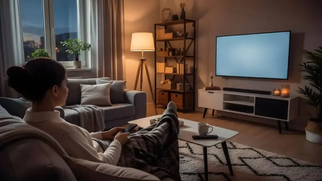 Mulher assistindo televisão