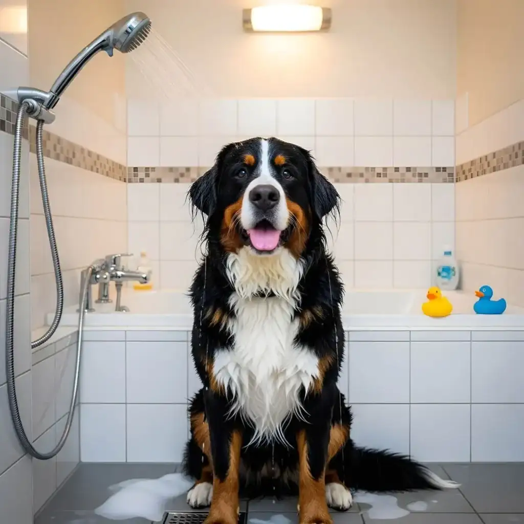 Cachorro-banho | Ocaszen | Equilíbrio De Corpo Casa E Consciência Cachorro Tomando Banho