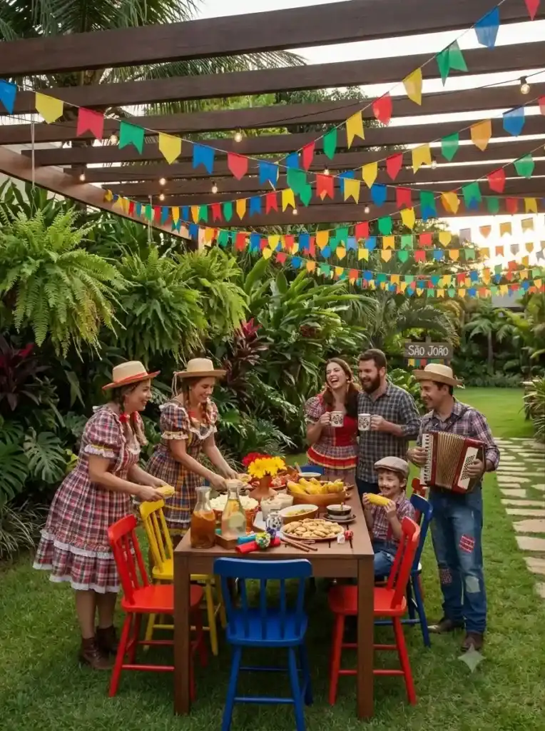 Festa-junina-jardim | Ocaszen | Equilíbrio De Corpo Casa E Consciência Decoração De Uma Celebração De Festa Junina Tipicamente Brasileira