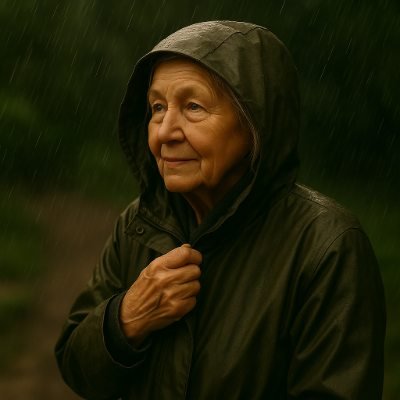 resiliencia » Ocaszen Uma Senhora demonstrando com uma capa de chuva no parque