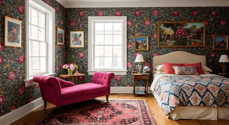 Quarto com parede florida