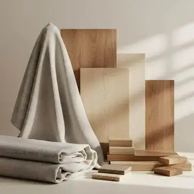 Amostra De Materiais Sustentáveis Madeira E Tecidos