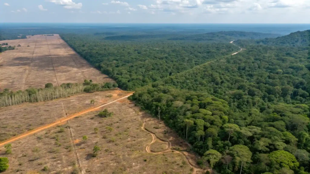 Amazonia-desmatada | Ocaszen | Equilíbrio De Corpo Casa E Consciência Imagem Da Floresta Amazônica Com áreas Desmatadas Visíveis Representando O Impacto Ambiental