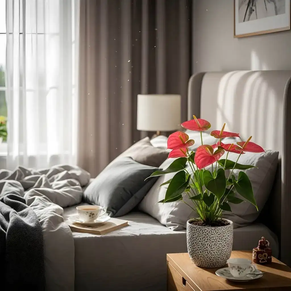 Quarto Com Antúrio Vermelho