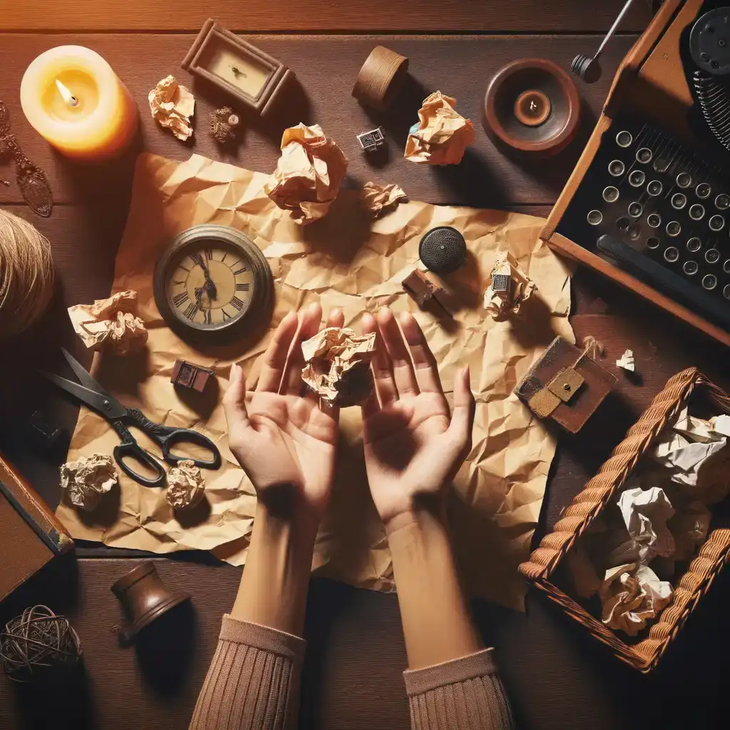 Uma Mulher Revendo Objetos De Seu Passado