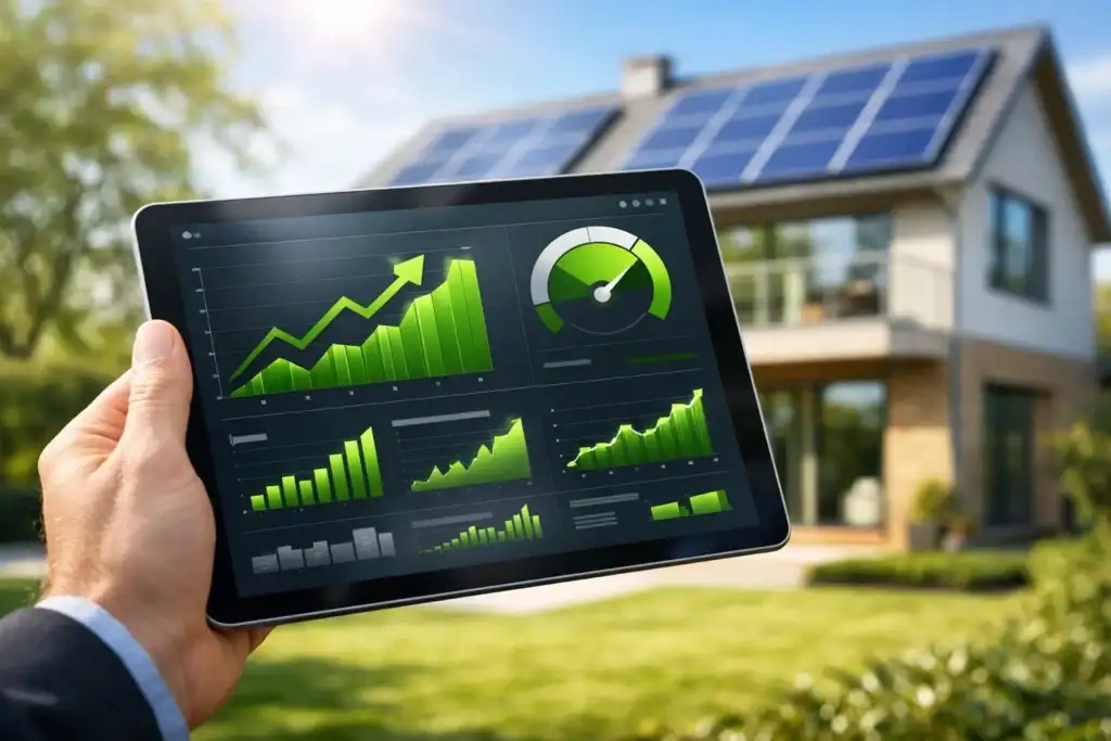 H2_economia_financeira | Ocaszen | Equilíbrio De Corpo Casa E Consciência Gráfico De Economia Financeira Com Energia Solar Residencial Em 2026