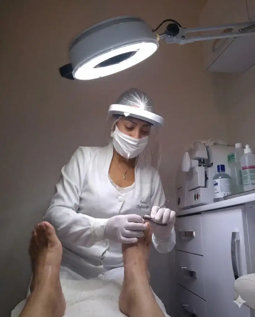 Podoterapeuta Sheila Cuidando Dos Pés De Uma Cliente